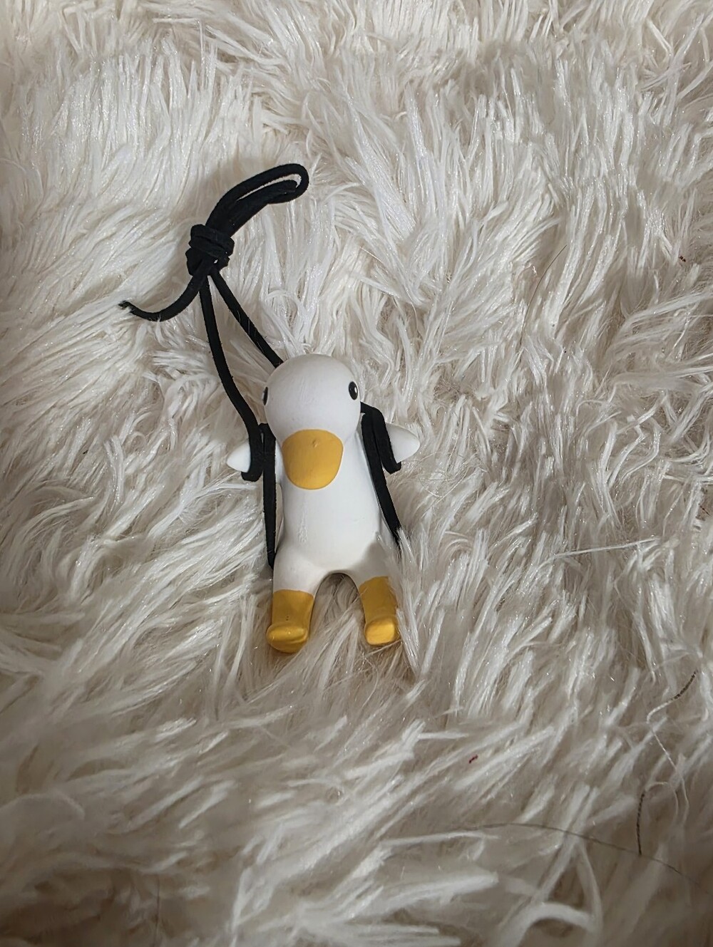 White and Yellow Swinging Goose For Rearview Mirror
